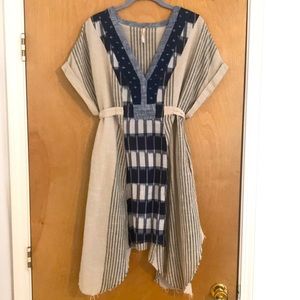 Free People Navy Blue & Cream Cotton Tunic/Short Dress.